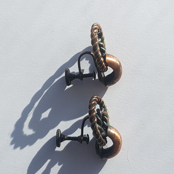 Vintage/Antique Screw-on Copper Earrings - Picture 9 of 10